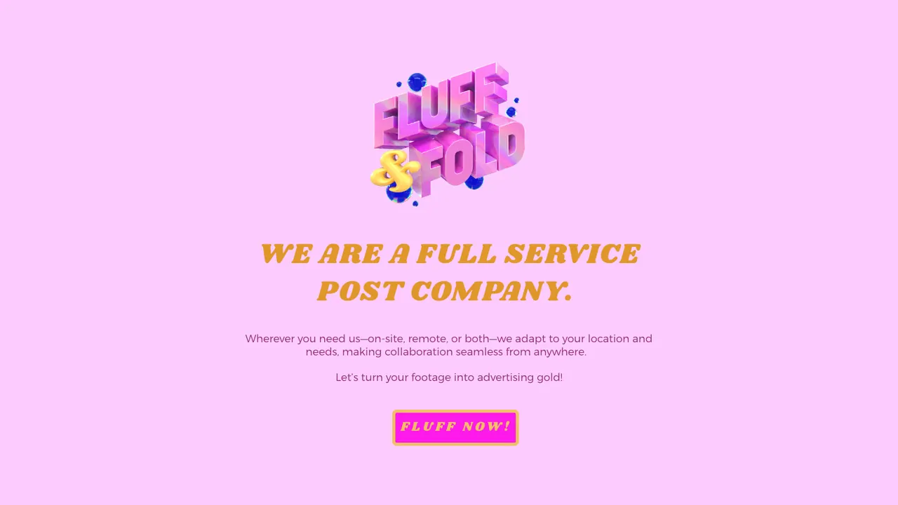 Fluff & Fold website, a Salt Lake City post-production company, built on Squarespace by Highr Labs