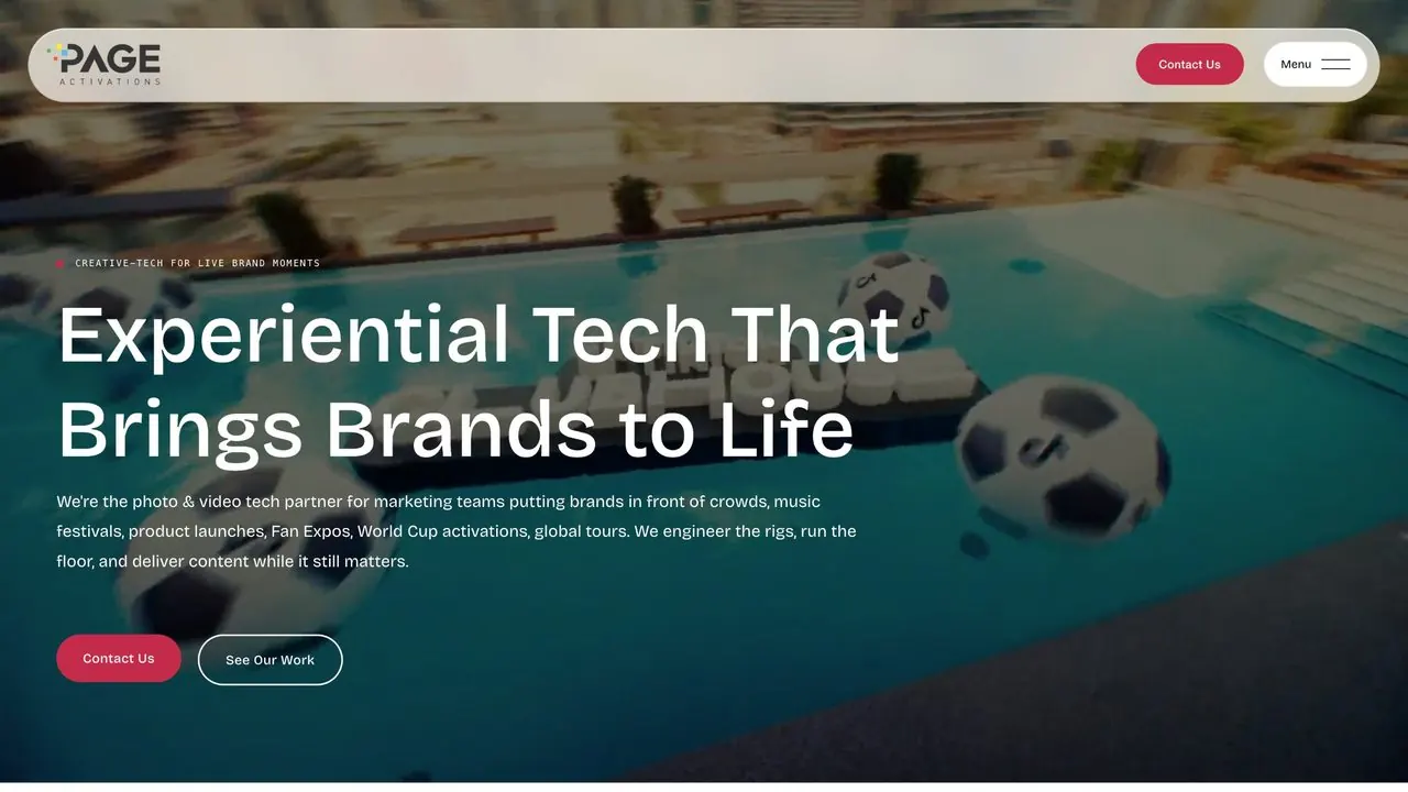 Page Activations website, a Toronto experiential agency, built on Squarespace by Highr Labs