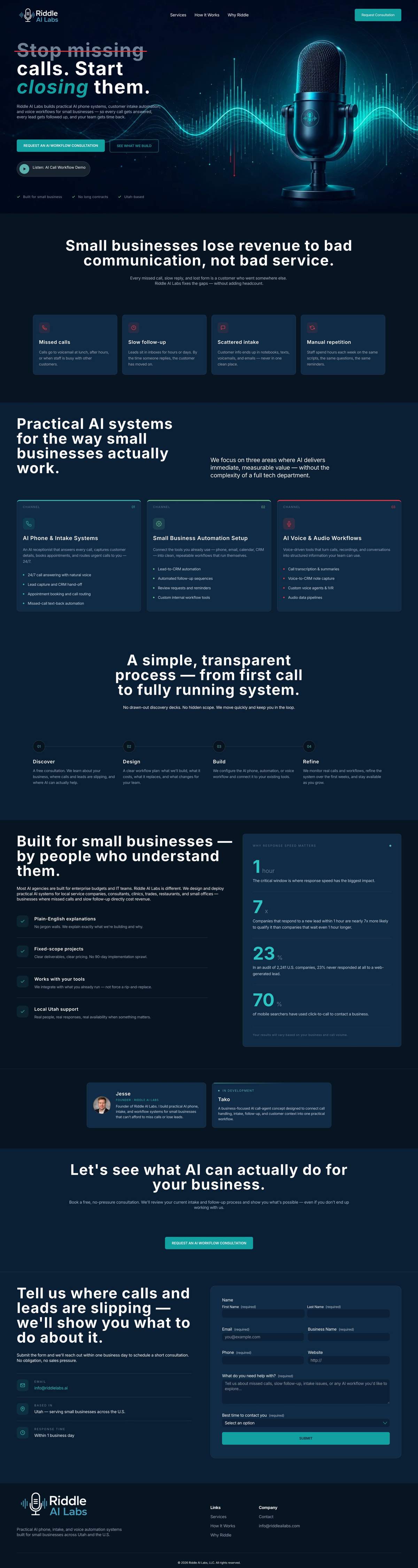 Riddle AI Labs — full homepage