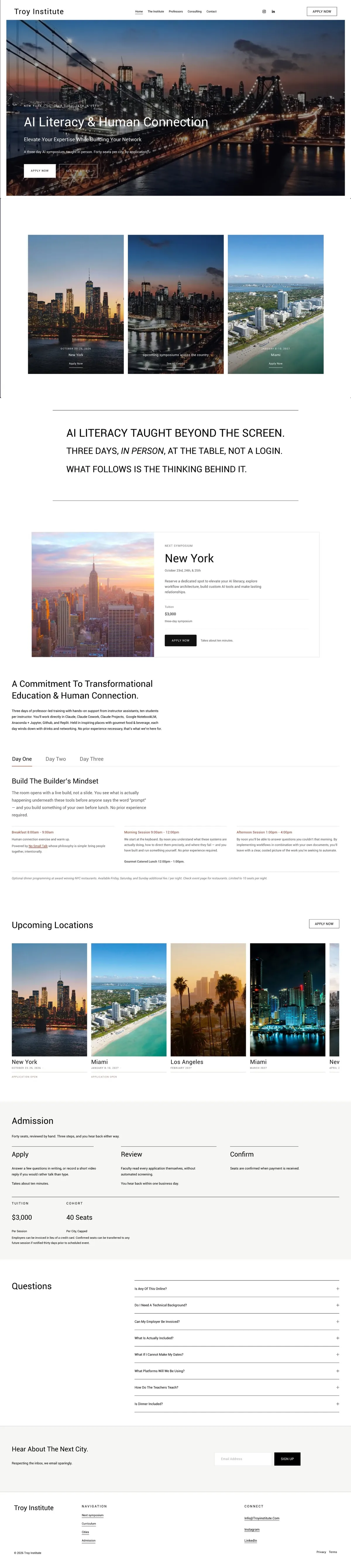 Troy Institute full homepage