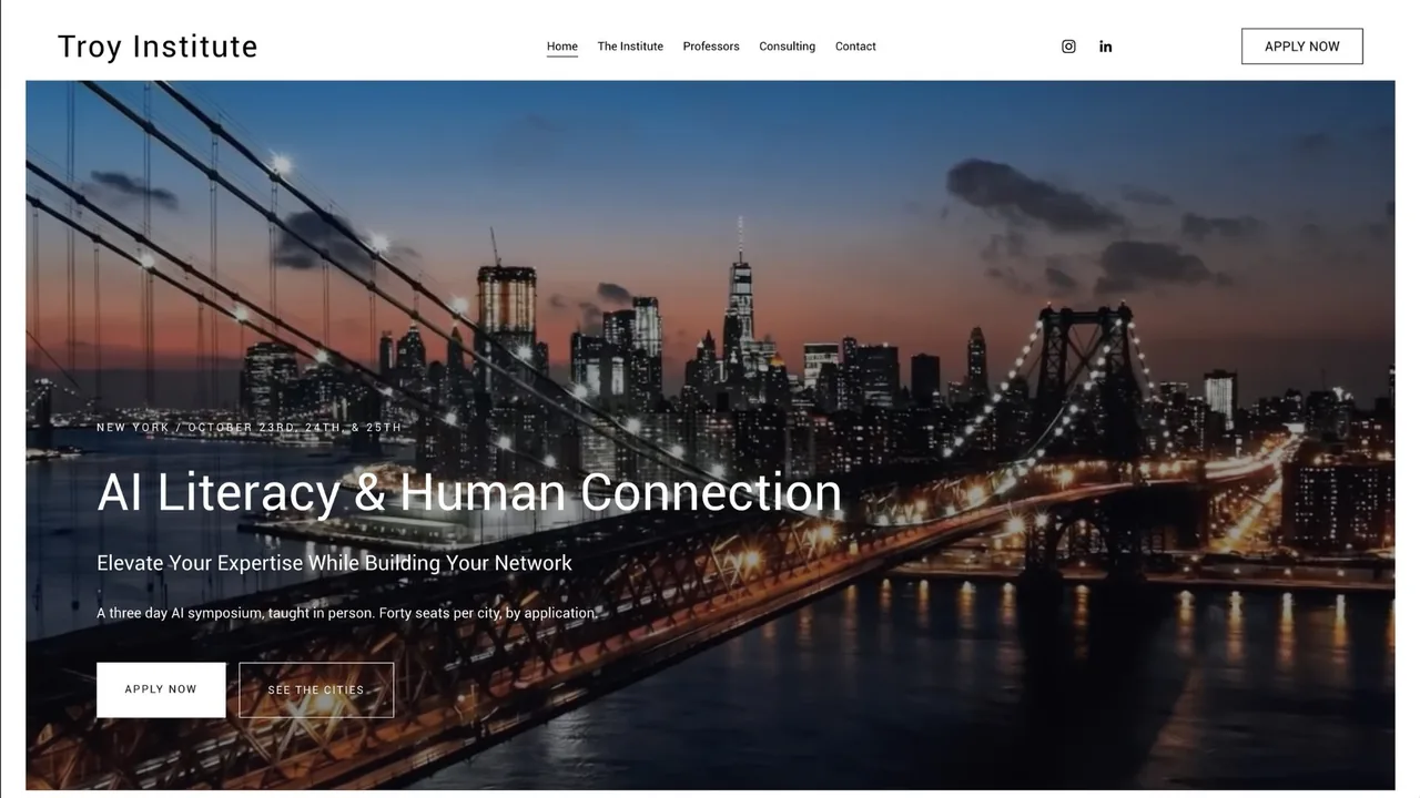 Troy Institute website homepage