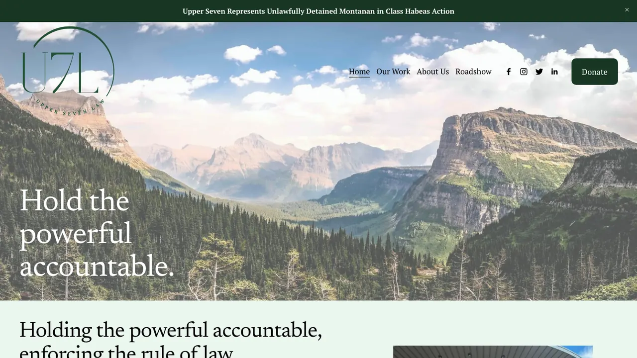 Upper Seven Law website, a Montana public-interest law firm on Squarespace